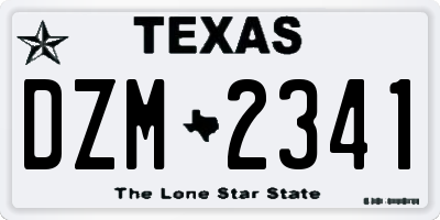 TX license plate DZM2341