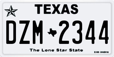 TX license plate DZM2344