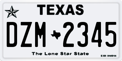 TX license plate DZM2345