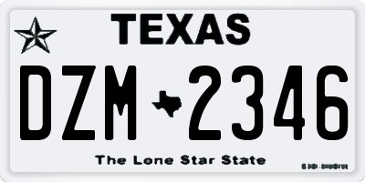 TX license plate DZM2346