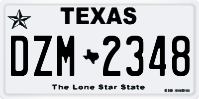 TX license plate DZM2348