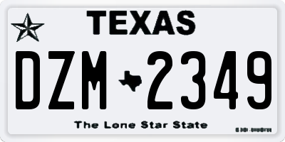 TX license plate DZM2349