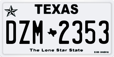 TX license plate DZM2353