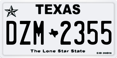 TX license plate DZM2355