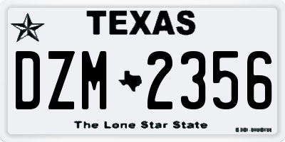 TX license plate DZM2356