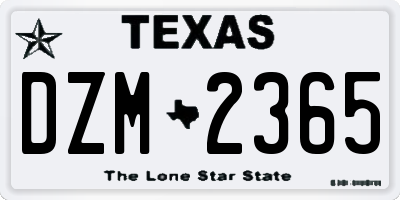 TX license plate DZM2365