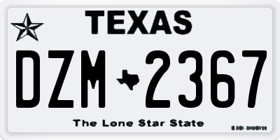 TX license plate DZM2367