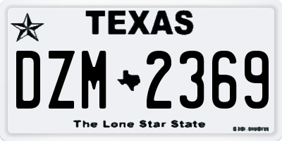TX license plate DZM2369