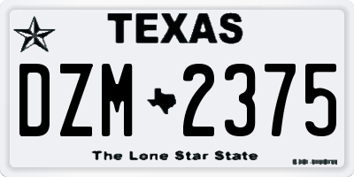 TX license plate DZM2375