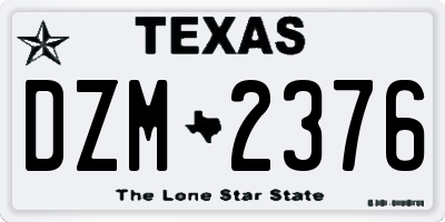 TX license plate DZM2376