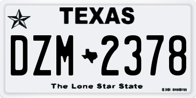 TX license plate DZM2378