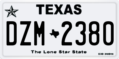 TX license plate DZM2380
