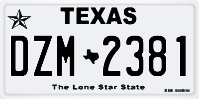 TX license plate DZM2381