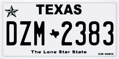 TX license plate DZM2383