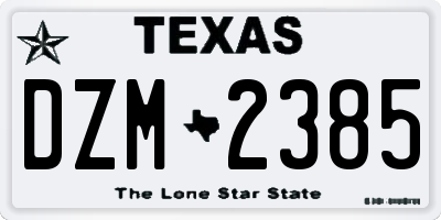 TX license plate DZM2385
