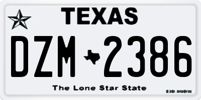 TX license plate DZM2386