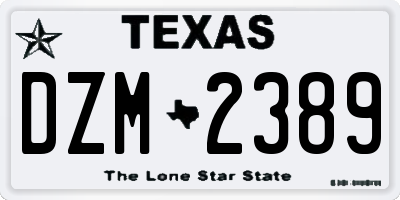 TX license plate DZM2389