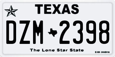 TX license plate DZM2398