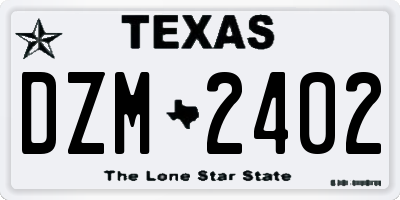 TX license plate DZM2402