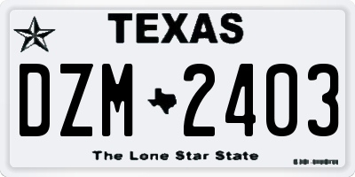 TX license plate DZM2403
