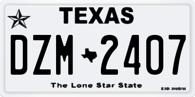 TX license plate DZM2407