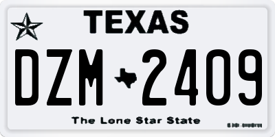 TX license plate DZM2409