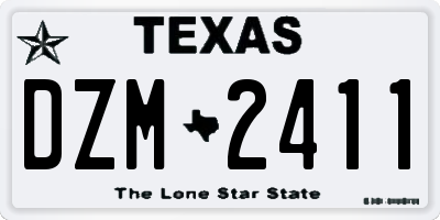 TX license plate DZM2411