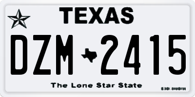 TX license plate DZM2415