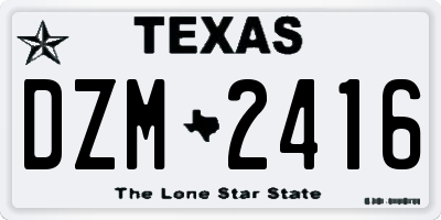 TX license plate DZM2416