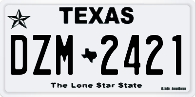 TX license plate DZM2421
