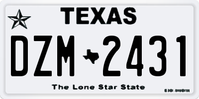TX license plate DZM2431
