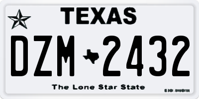TX license plate DZM2432
