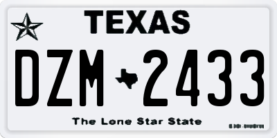 TX license plate DZM2433