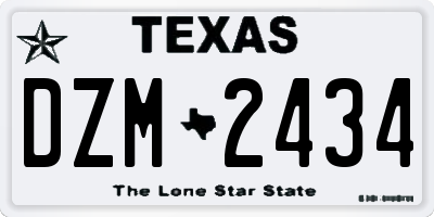 TX license plate DZM2434