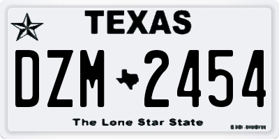 TX license plate DZM2454