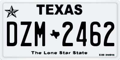 TX license plate DZM2462