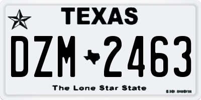 TX license plate DZM2463