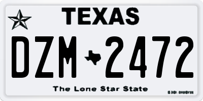 TX license plate DZM2472