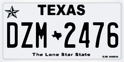 TX license plate DZM2476