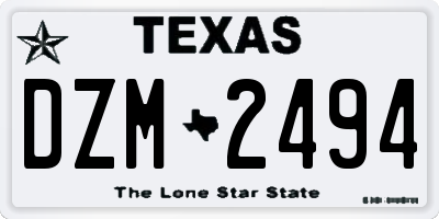 TX license plate DZM2494