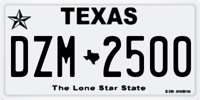 TX license plate DZM2500