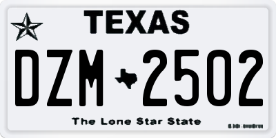 TX license plate DZM2502