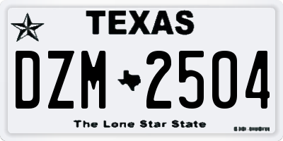 TX license plate DZM2504
