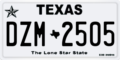 TX license plate DZM2505