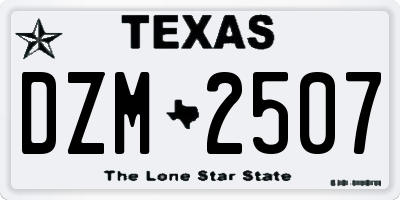 TX license plate DZM2507