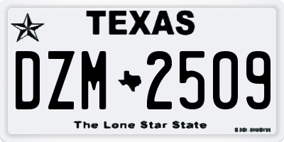TX license plate DZM2509
