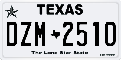 TX license plate DZM2510