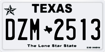 TX license plate DZM2513