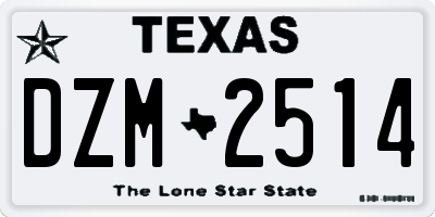 TX license plate DZM2514