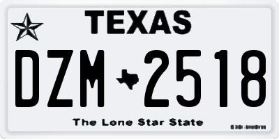 TX license plate DZM2518